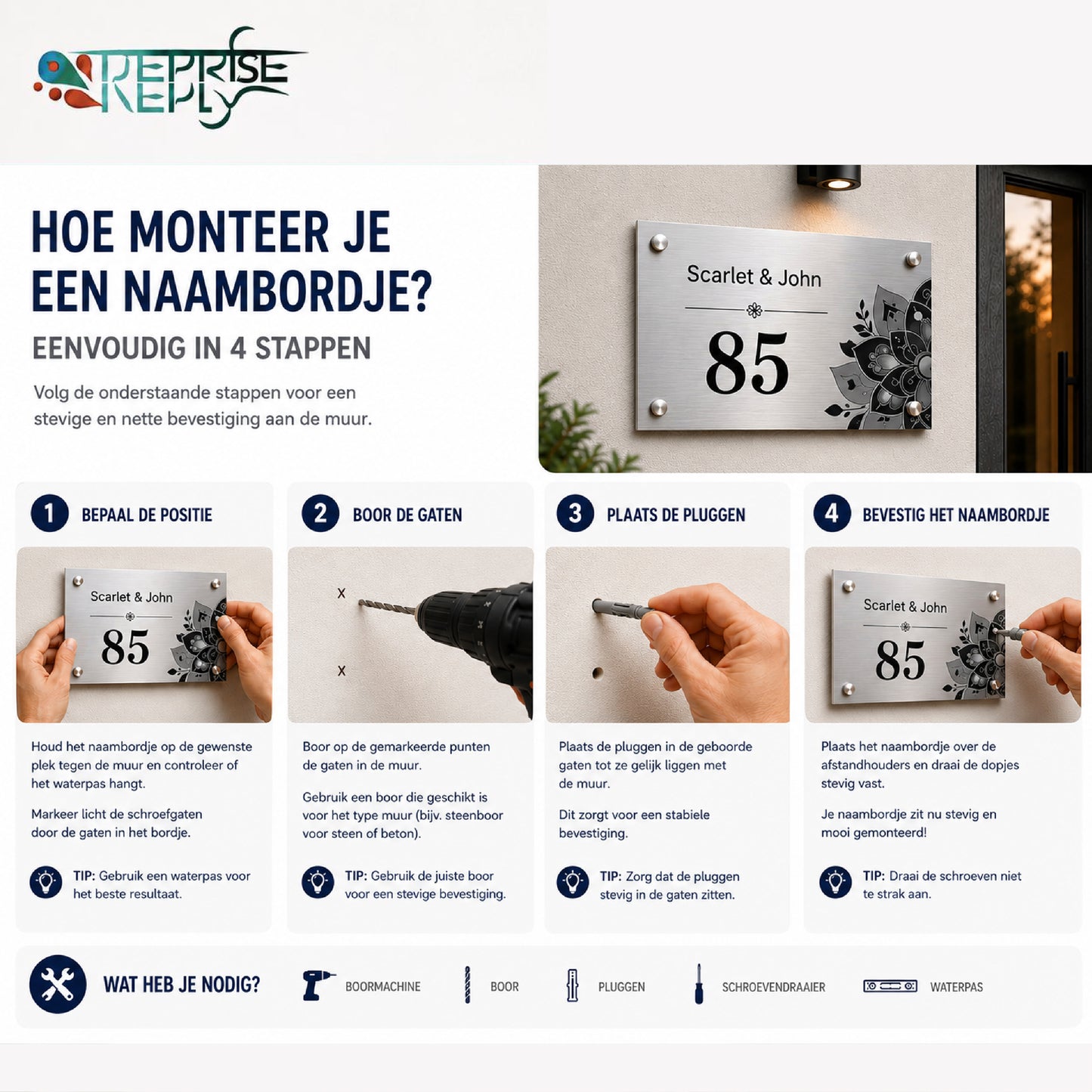 Huisnummerbord met Naam en Huisnummer