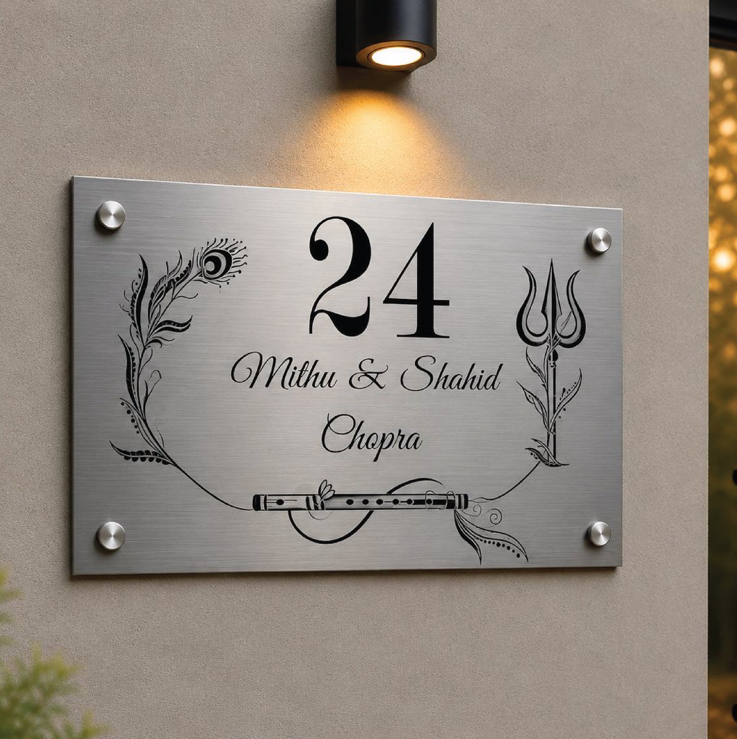 Modern Horizontaal Huisnummerbord – Gepersonaliseerd Met Naam