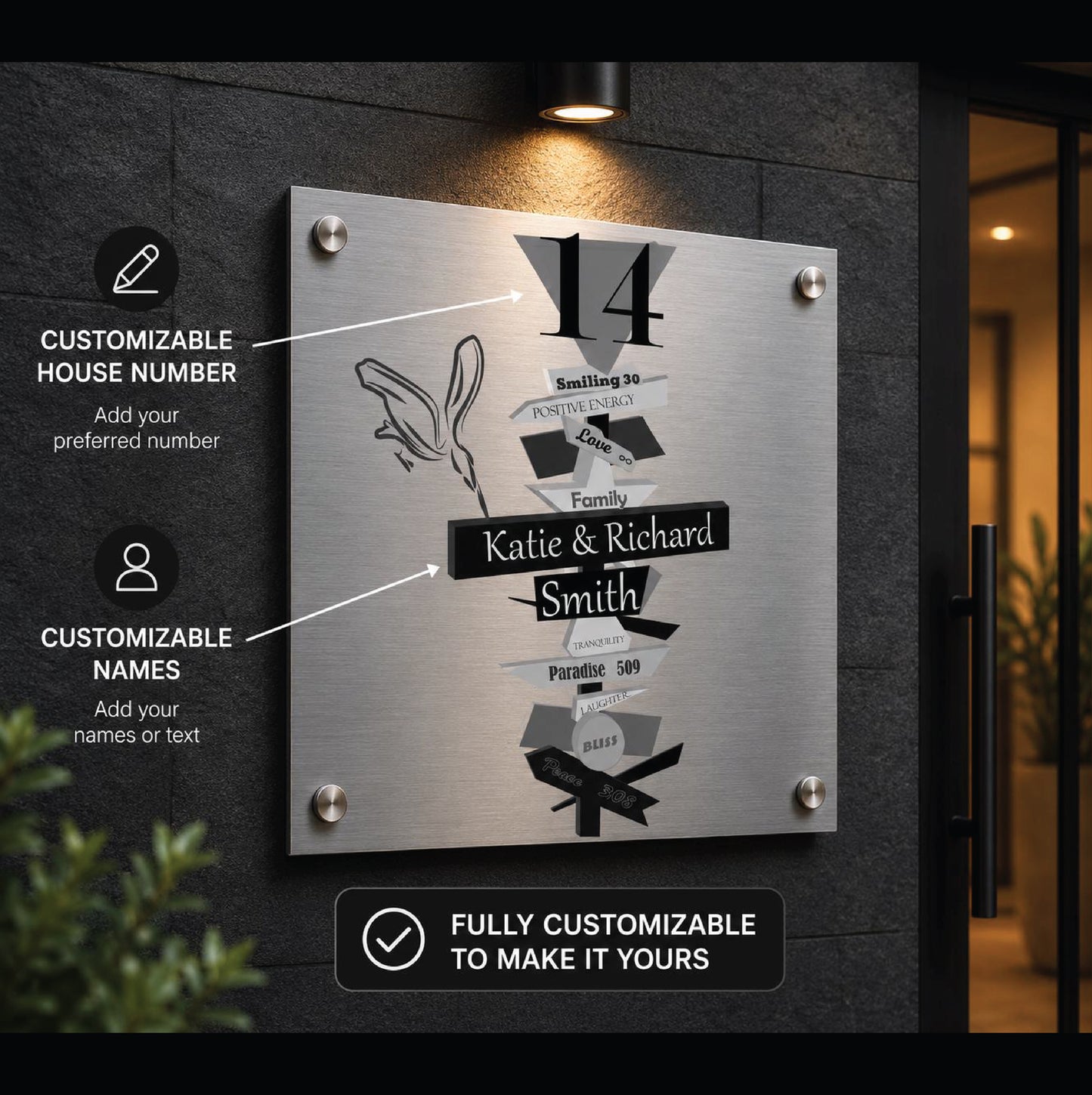 Uniek Huisnummerbord – Modern Gepersonaliseerd Huisnummer Voor Deur