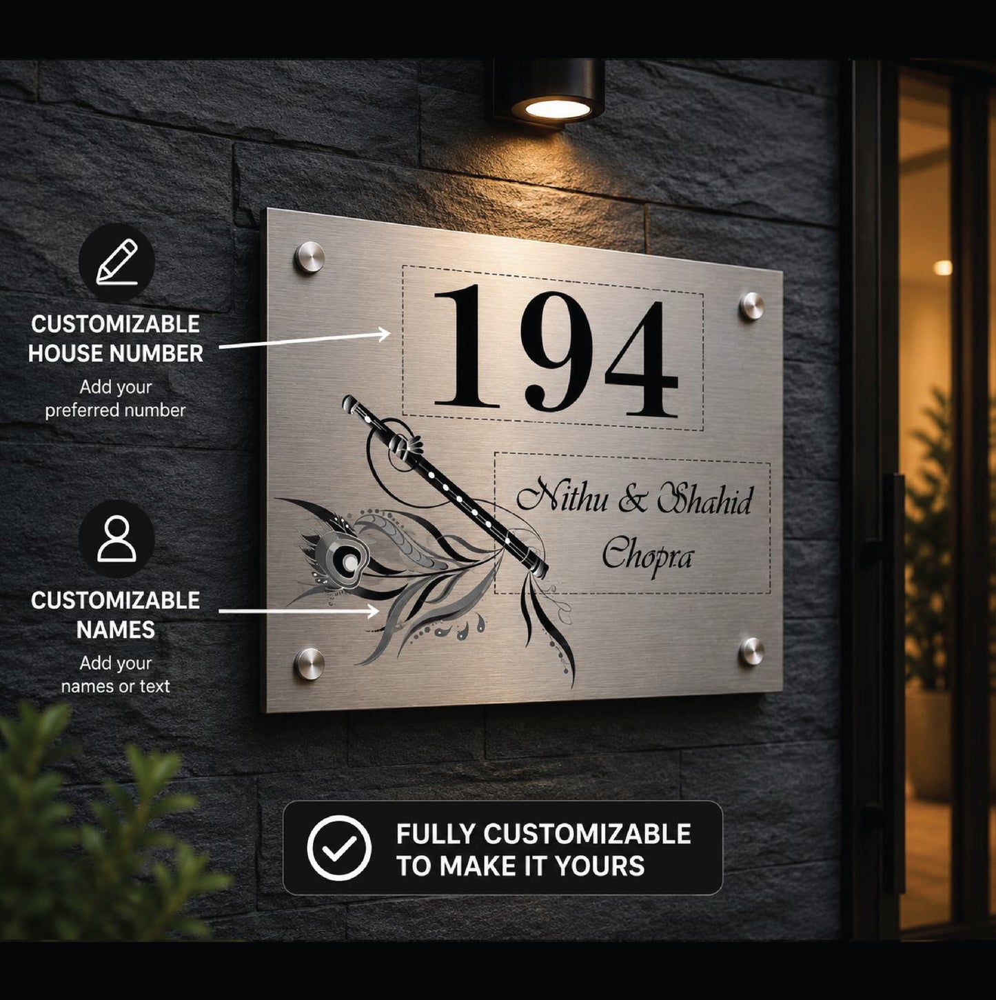 Gepersonaliseerd Naambord Met Huisnummer – Modern Huisnaambord Voor Deur