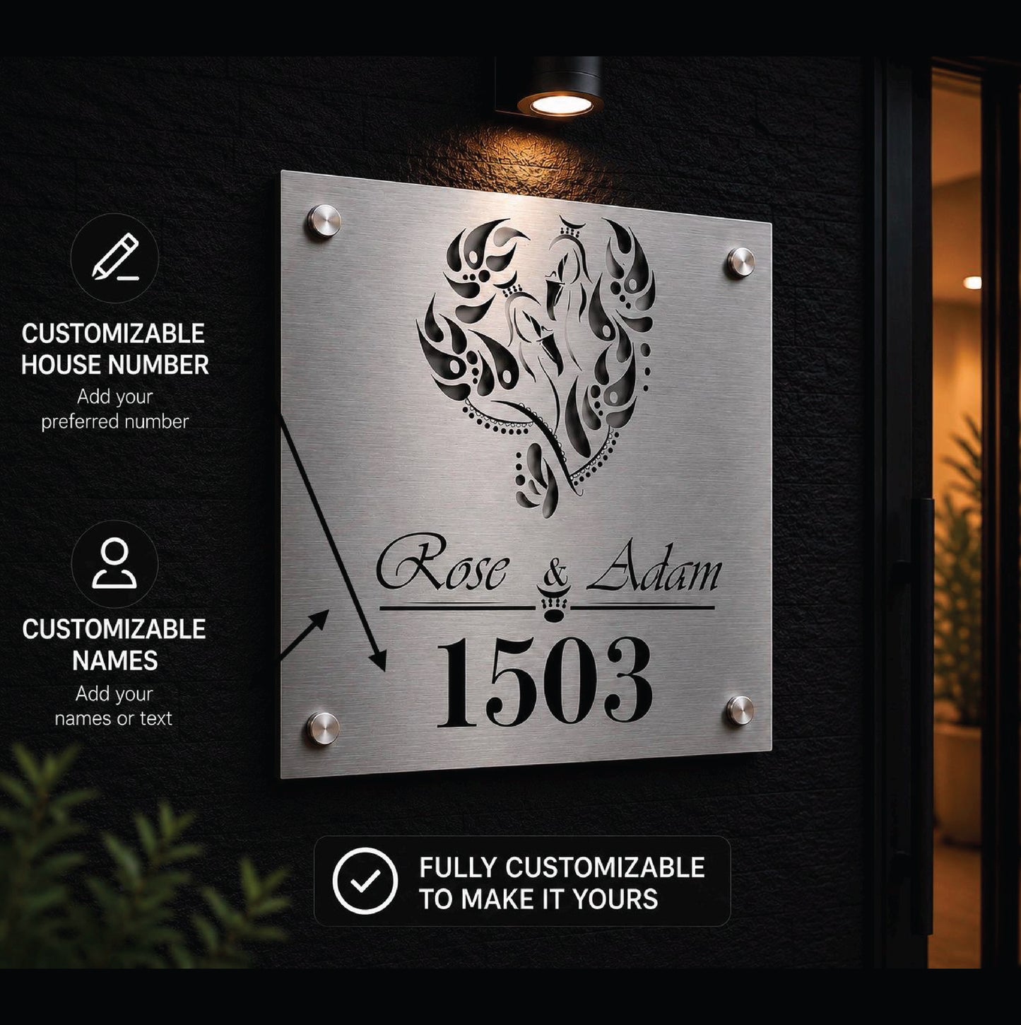 Gepersonaliseerd Huisnaambord Met Huisnummer – Metalen Naambord Voor Deur
