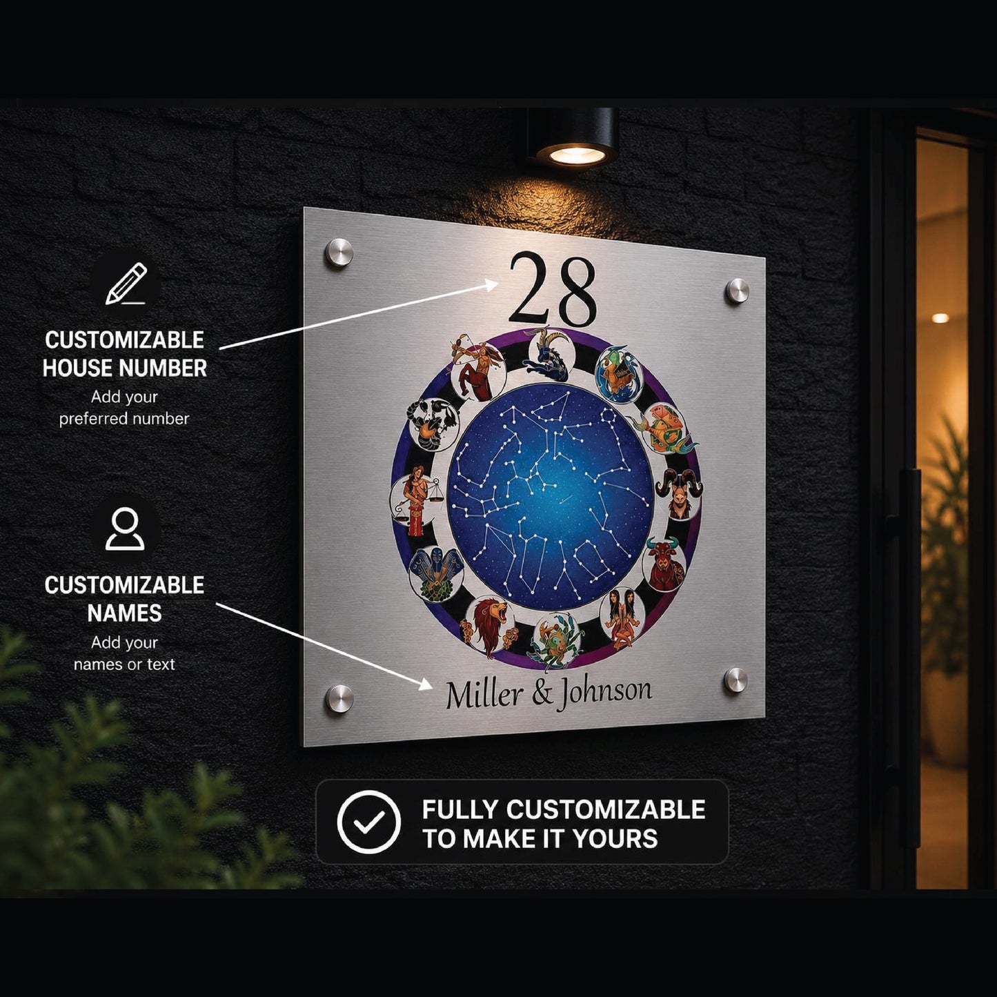 Gepersonaliseerd Huisnaambord Met Huisnummer – Metalen Naambord Voor Deur