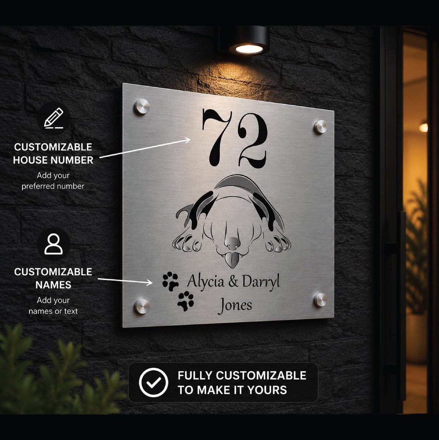 Gepersonaliseerd Huisnummerbord Met Hond – Uniek Cadeau Voor Hondenliefhebbers