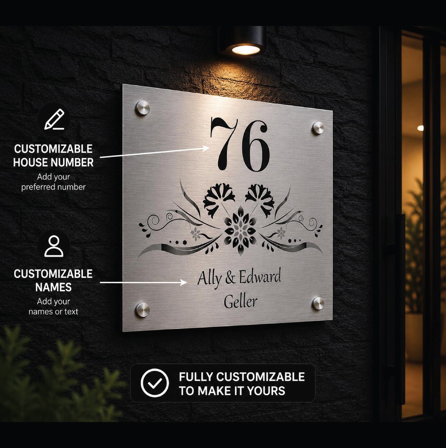 Gepersonaliseerd Huisnaambord Met Huisnummer – Metalen Adresbord Voor Deur