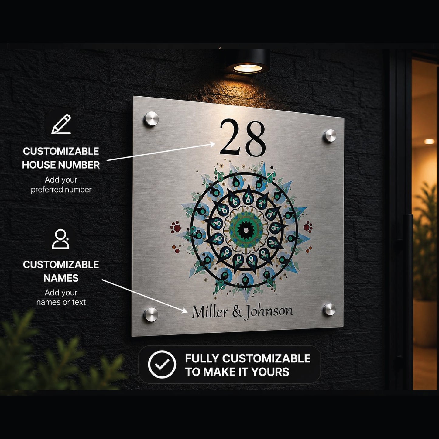 Stijlvol Gepersonaliseerd Huisnaambord – Elegant Metalen Bord Voor De Voordeur