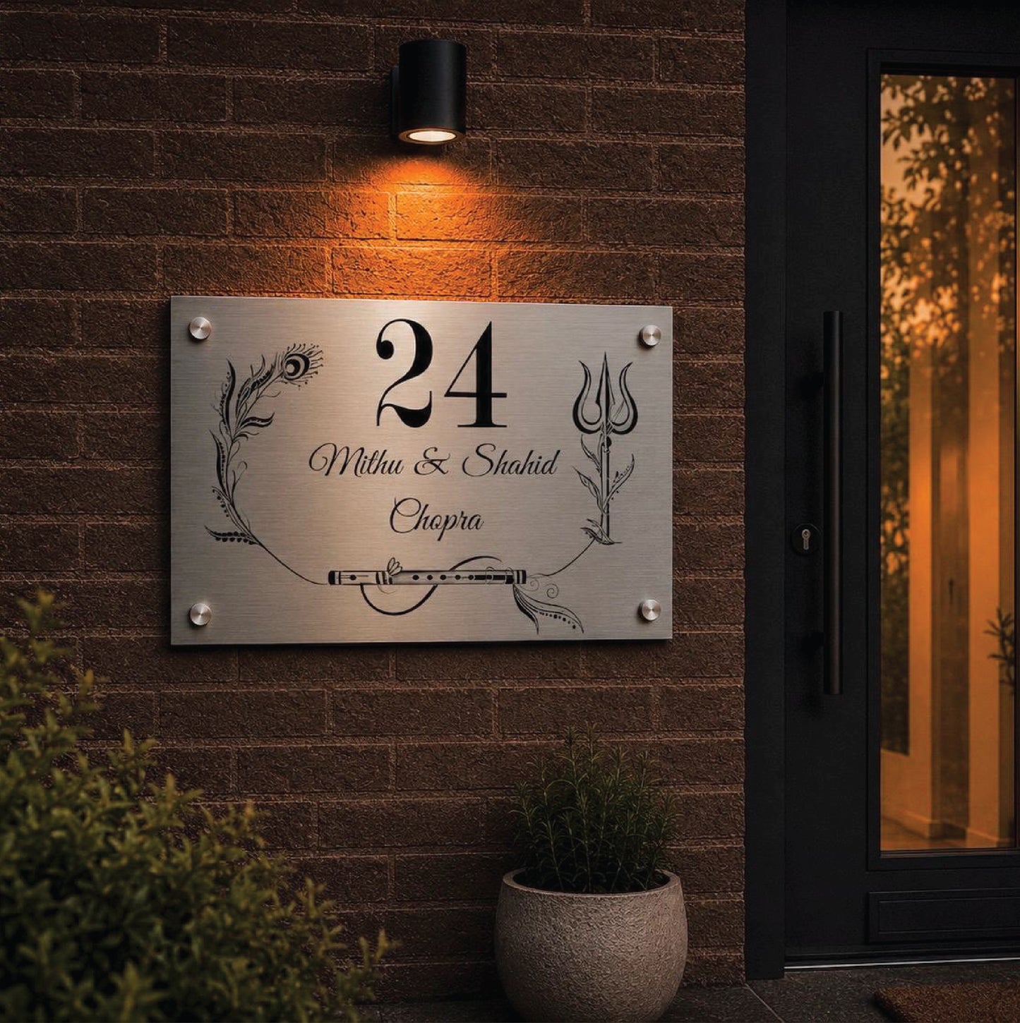 Modern Horizontaal Huisnummerbord – Gepersonaliseerd Met Naam