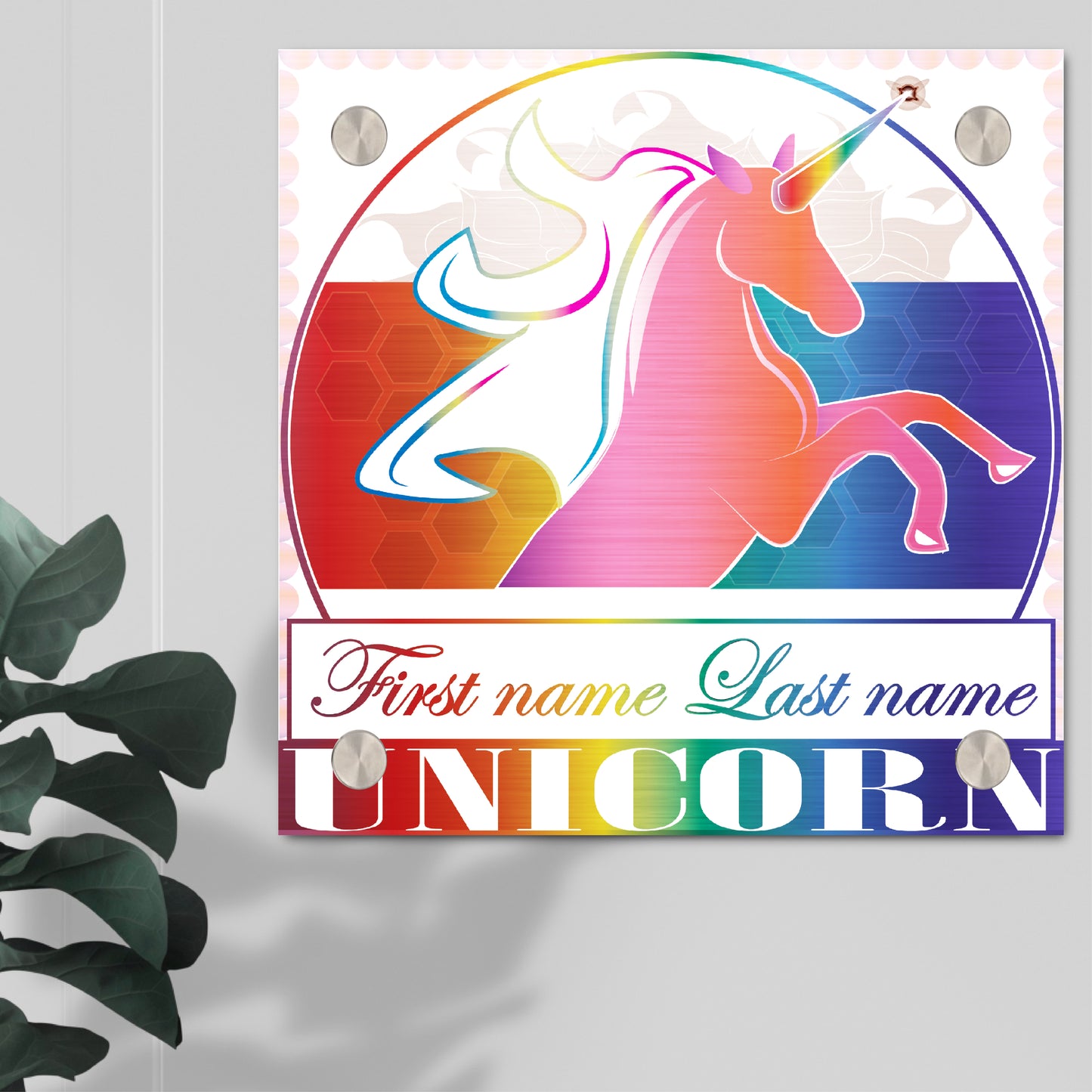 Personalized unicorn door sign, custom fantasy nameplate, whimsical nursery wall decor, magical unicorn room plaque, unique name sign art