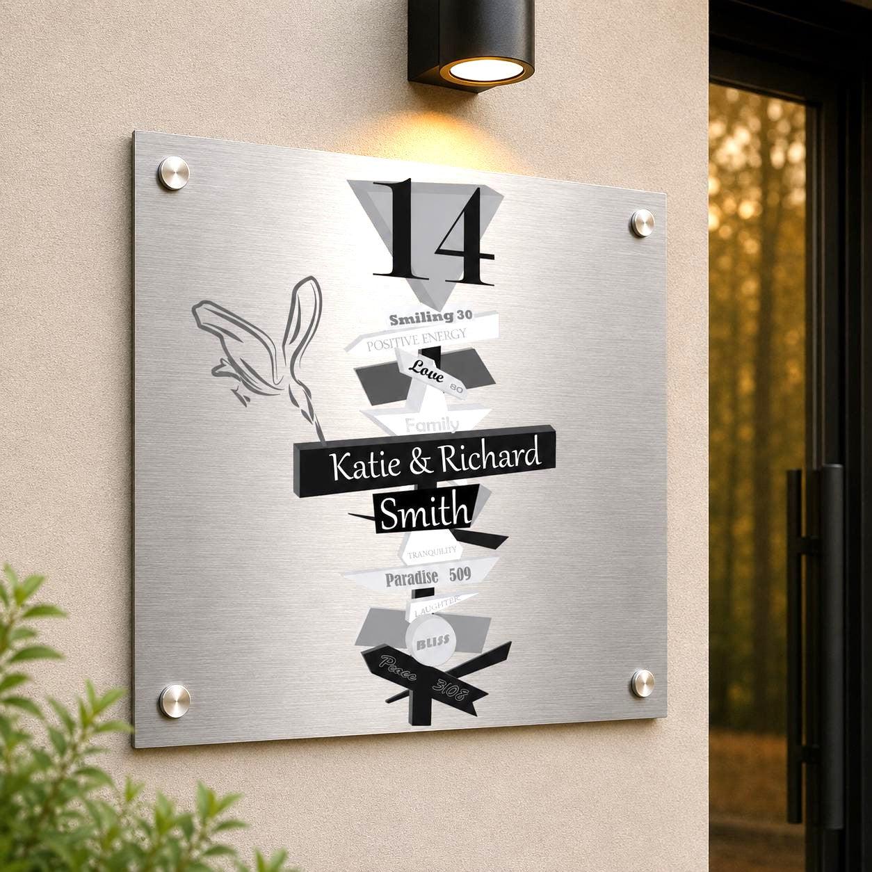 Modern Huisnummerbord met Familienaam
