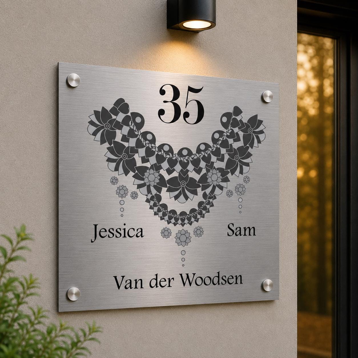 Stijlvol Gepersonaliseerd Huisnaambord – Elegant Metalen Bord Voor De Voordeur