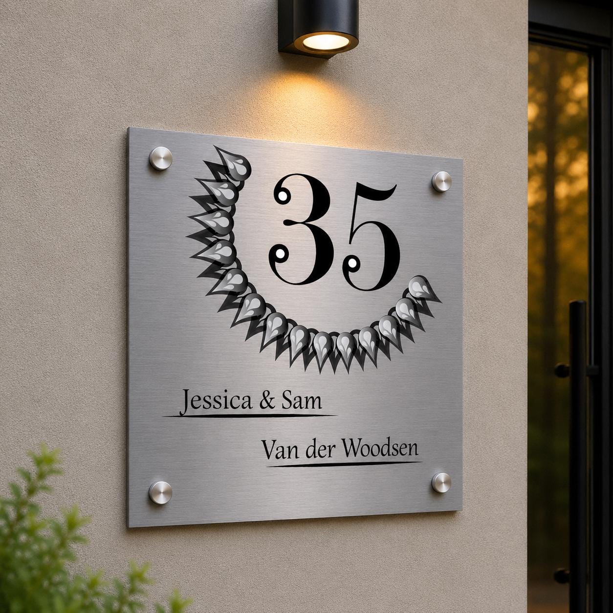 Stijlvol Gepersonaliseerd Huisnaambord – Elegant Metalen Bord Voor De Voordeur