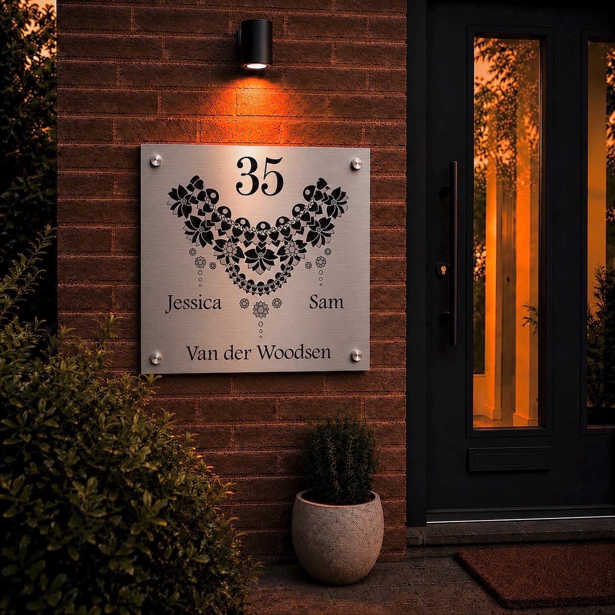 Stijlvol Gepersonaliseerd Huisnaambord – Elegant Metalen Bord Voor De Voordeur