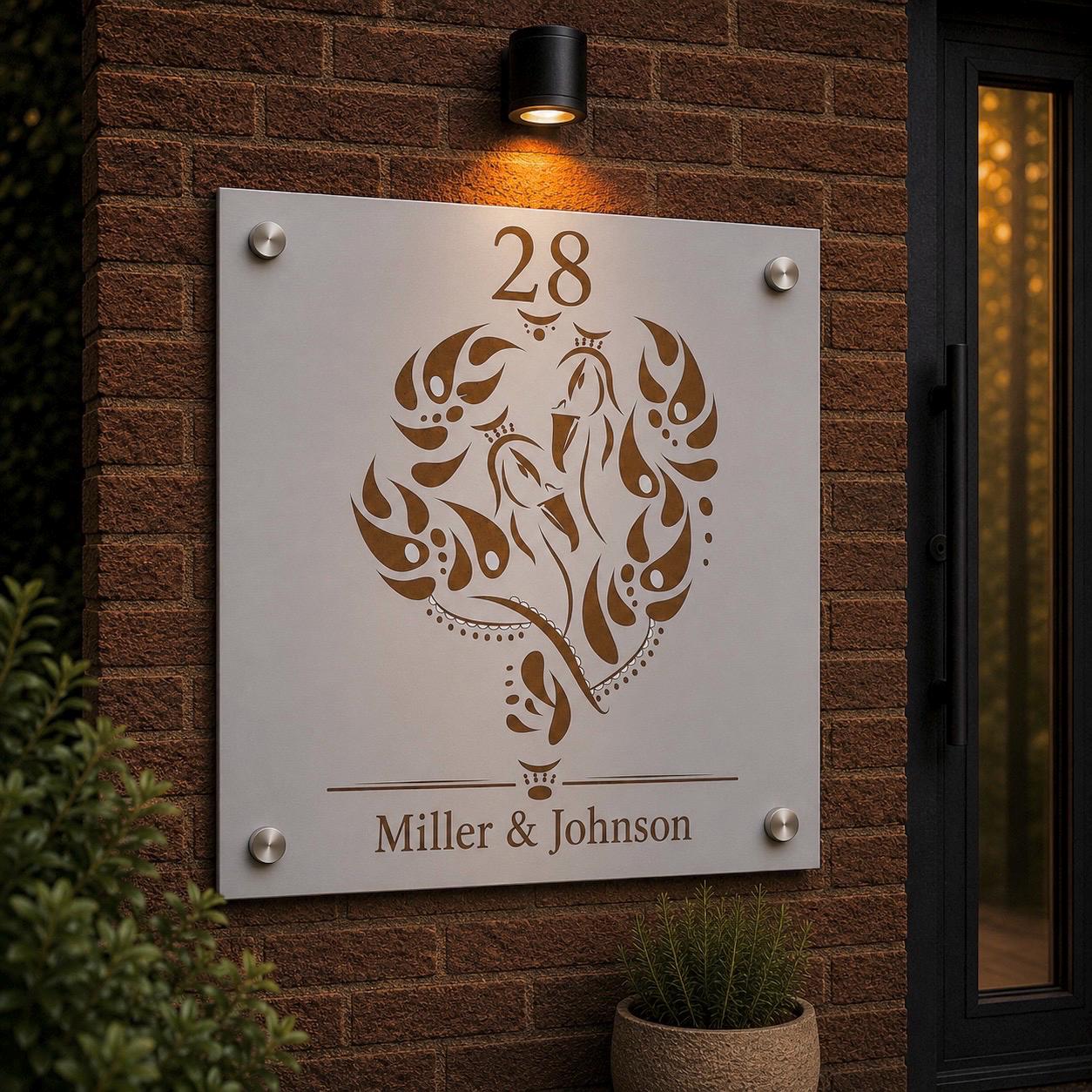 Modern Huisnummerbord Met Naam – Gepersonaliseerd Metalen Naambord