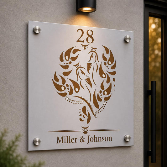 Modern Huisnummerbord Met Naam – Gepersonaliseerd Metalen Naambord