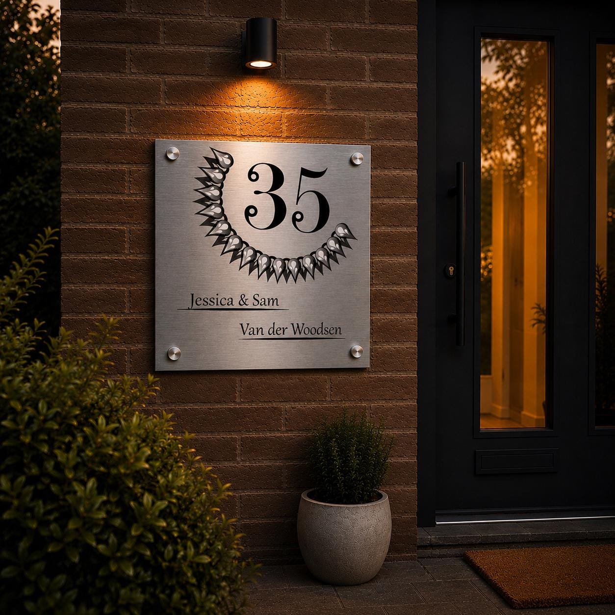 Stijlvol Gepersonaliseerd Huisnaambord – Elegant Metalen Bord Voor De Voordeur