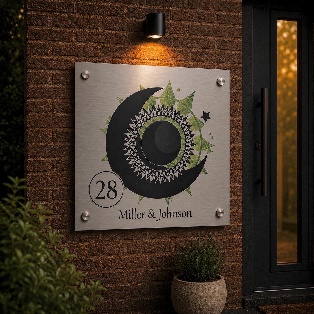 Metalen Huisnummerbord Met Naam – Gepersonaliseerde Plaquette Voor De Voordeur