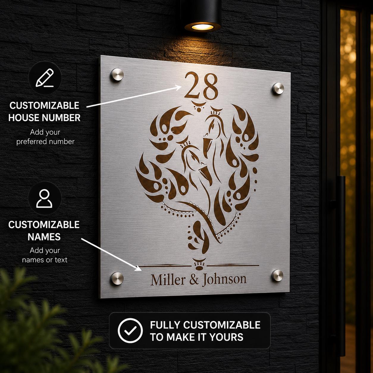 Modern Huisnummerbord Met Naam – Gepersonaliseerd Metalen Naambord